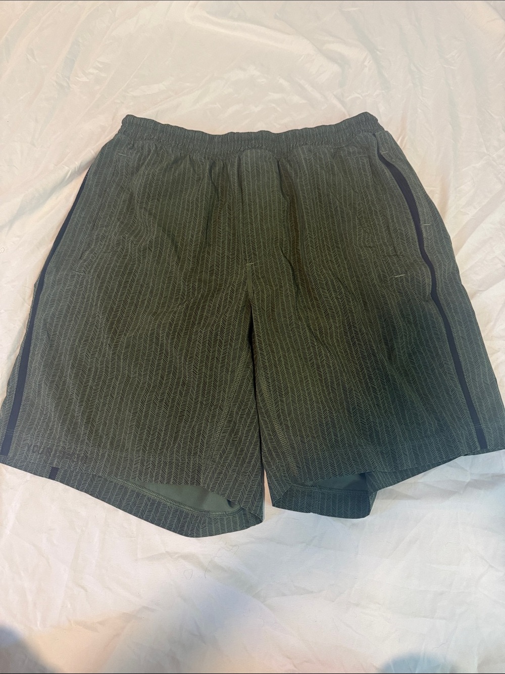 lululemon athletica Olive Green Athletic Shorts with Side Stripe